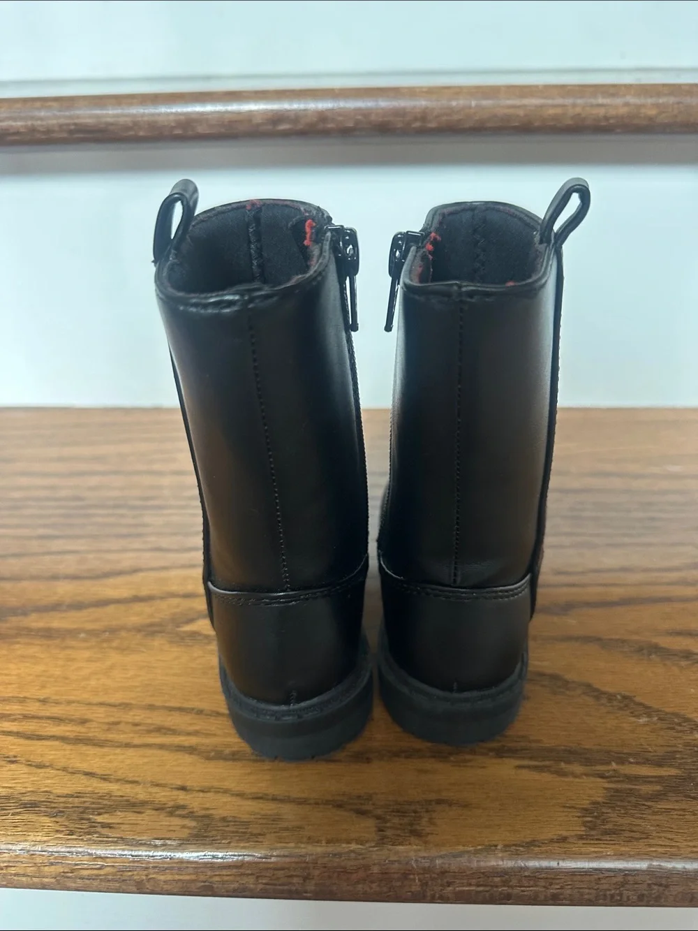 Kids Black Zip-Front Mid-Calf Boots